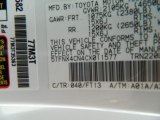 2012 Tacoma Color Code for Super White - Color Code: 040