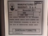2012 Maserati Quattroporte S Info Tag