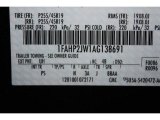 2010 Taurus Color Code for Tuxedo Black Metallic - Color Code: UH