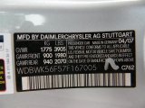 2007 SLK Color Code for Diamond Silver Metallic - Color Code: 762