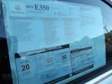 2012 Mercedes-Benz E 350 Sedan Window Sticker