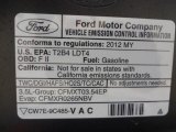 2012 Ford F150 FX4 SuperCrew 4x4 Info Tag