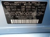 2012 Sonata Color Code for Blue Sky Metallic - Color Code: Y2U
