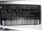 2003 BMW X5 4.6is Info Tag