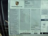 2012 Porsche Panamera V6 Window Sticker