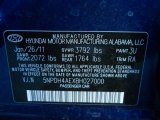 2011 Elantra Color Code for Indigo Blue Pearl - Color Code: 3U