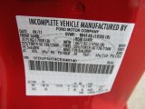 2012 F450 Super Duty Color Code for Vermillion Red - Color Code: F1