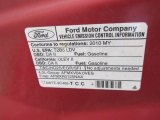2010 Ford Mustang V6 Premium Coupe Info Tag