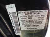 2001 Aston Martin DB7 Vantage Coupe Info Tag