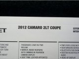 2012 Chevrolet Camaro LT 45th Anniversary Edition Coupe Window Sticker