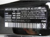 2004 C Color Code for Black - Color Code: 040