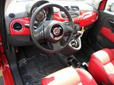 2012 Fiat 500 Lounge Pelle Rosso/Nera (Red/Black) Interior