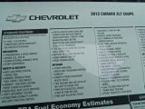 2012 Chevrolet Camaro LT 45th Anniversary Edition Coupe Window Sticker