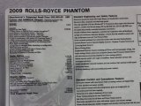 2009 Rolls-Royce Phantom Sedan Window Sticker