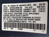 2008 CR-V Color Code for Glacier Blue Metallic - Color Code: B538M