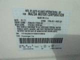 2011 MAZDA6 Color Code for Techno White Pearl - Color Code: 40D