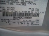 2010 Focus Color Code for Ingot Silver Metallic - Color Code: UX