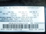 2003 Protege Color Code for Black Mica - Color Code: 16W