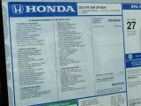 2012 Honda Fit Sport Navigation Window Sticker