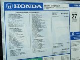 2012 Honda Fit Sport Navigation Window Sticker
