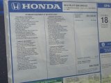 2012 Honda Pilot EX Window Sticker