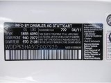 2012 SLK Color Code for Diamond White Metallic - Color Code: 799