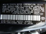 2011 Yaris Color Code for Black Sand Pearl - Color Code: 209