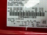 2011 Mustang Color Code for Red Candy Metallic - Color Code: U6