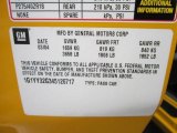 2004 Chevrolet Corvette Convertible Info Tag