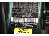 2012 Range Rover Evoque Color Code for Galway Green Metallic - Color Code: 821