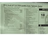 2012 Audi A7 3.0T quattro Prestige Window Sticker