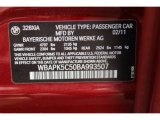 2011 BMW 3 Series 328i xDrive Sedan Info Tag