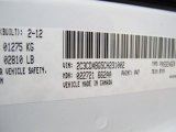 2012 Charger Color Code for Bright White - Color Code: PW7