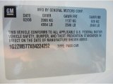 2008 Pontiac G6 GXP Sedan Info Tag