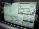 2012 Honda Accord EX Sedan Window Sticker