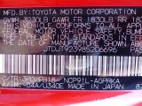 2008 Yaris Color Code for Absolutely Red - Color Code: 3P0