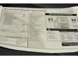 2012 Audi A5 2.0T quattro Cabriolet Window Sticker