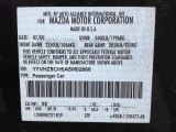2010 MAZDA6 Color Code for Ebony Black - Color Code: NN