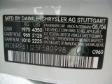 2005 C Color Code for Alabaster White - Color Code: 960