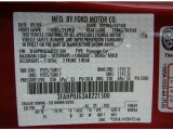 2010 Fusion Color Code for Sangria Red Metallic - Color Code: JV