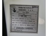2008 Maserati GranTurismo  Info Tag
