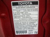 2011 Toyota Tundra Double Cab 4x4 Info Tag