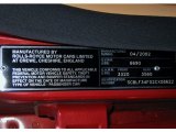 2002 Bentley Arnage T Info Tag