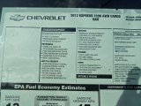 2012 Chevrolet Express 1500 Cargo Van Window Sticker