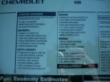 2012 Chevrolet Express 1500 AWD Cargo Van Window Sticker