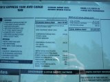 2012 Chevrolet Express 1500 AWD Cargo Van Window Sticker
