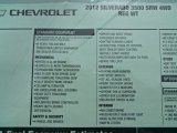 2012 Chevrolet Silverado 3500HD LS Regular Cab 4x4 Window Sticker