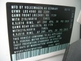 2012 Volkswagen Tiguan S 4Motion Info Tag