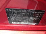 2013 Sonata Color Code for Sparkling Ruby - Color Code: T4