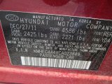 2012 Sonata Color Code for Venetian Red Pearl - Color Code: RER